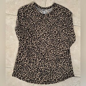 Juniors XXXL ribbed cheetah long sleeve tshirt